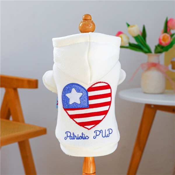 Patriotic Dog Clothes | American Flag Pet Hoodie with "Patriotic PUP" Embroidery | Ruis Petwear