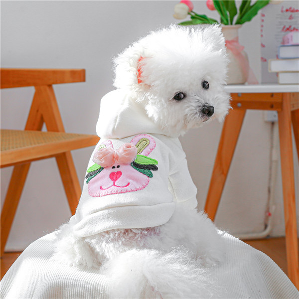 Cozy Pet Hoodie for Small Dogs | Fleece-Lined Sweatshirt with Pink Cartoon Patch |Ruispetwear