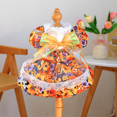 PC25S09 # Ready Stock Wholesale Dog Clothes Flower  Pet Dresses for small dogs |Ruispet wear