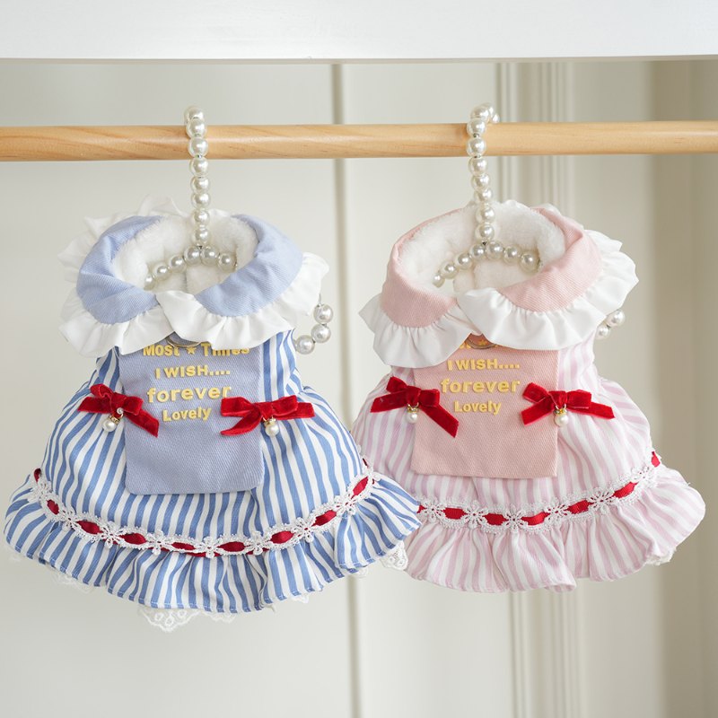 RA25D13# Warm Fleece Dog Dress with Bowknot |Ruispet wear