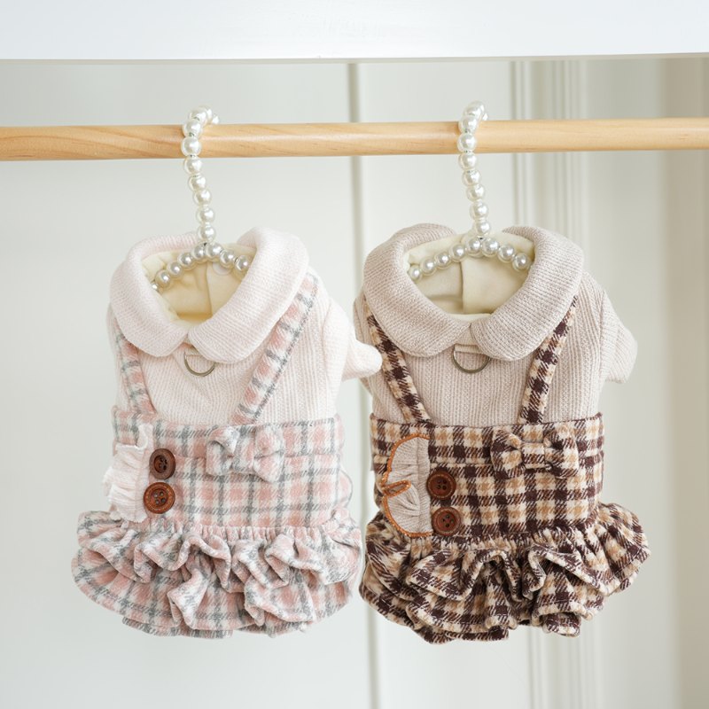RA25D18# Cozy Check Dog Dress for Cold Weather |Ruispet wear