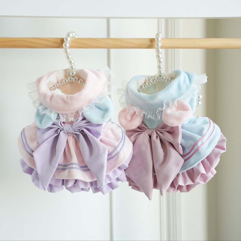 RA25D20# Velvet Dog Dress with Satin Bow |Ruispet wear