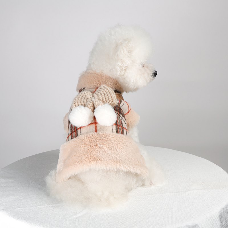 RA25P14#  Luxury Thick Plush Dog Coat with Decorative balls |Ruispet wear