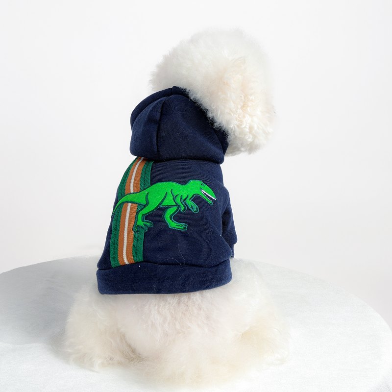 RA25P28# Cozy Embroidered Dog Hoodie with Dinosaur Pattern |Ruispet wear