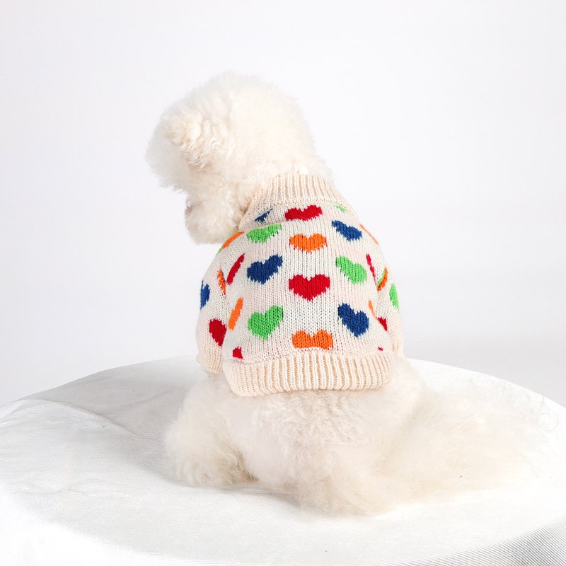 RA25P07#  Knitted Dog Sweater with Heart Pattern |Ruispet wear