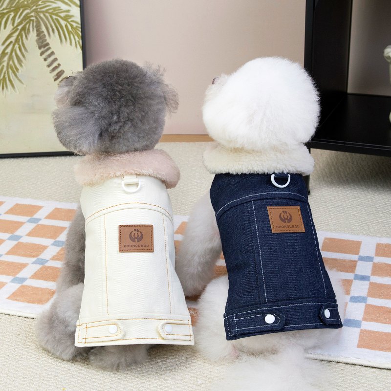 RC25F27#  Thick Denim Dog Coat with warm fleece | Ruispet wear