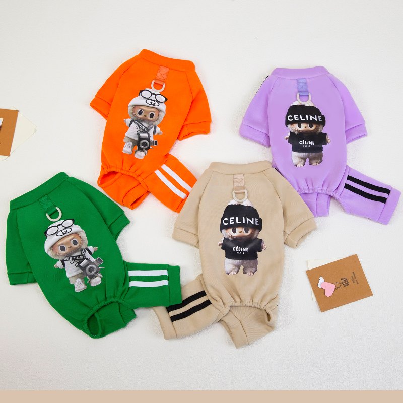RY25F09#  Printed Fleece Dog Jumpsuit – Fashionable Winter Pet Clothing | Ruispet wear