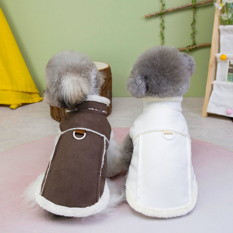 RC25F20# Faux Suede Fleece-Lined Dog Coat – Winter Warm Pet Apparel | Ruispet wear