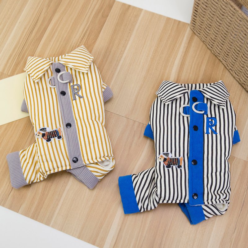 RY25F41# Vintage Strip Pet Clothes Dog Overall | Ruispet wear